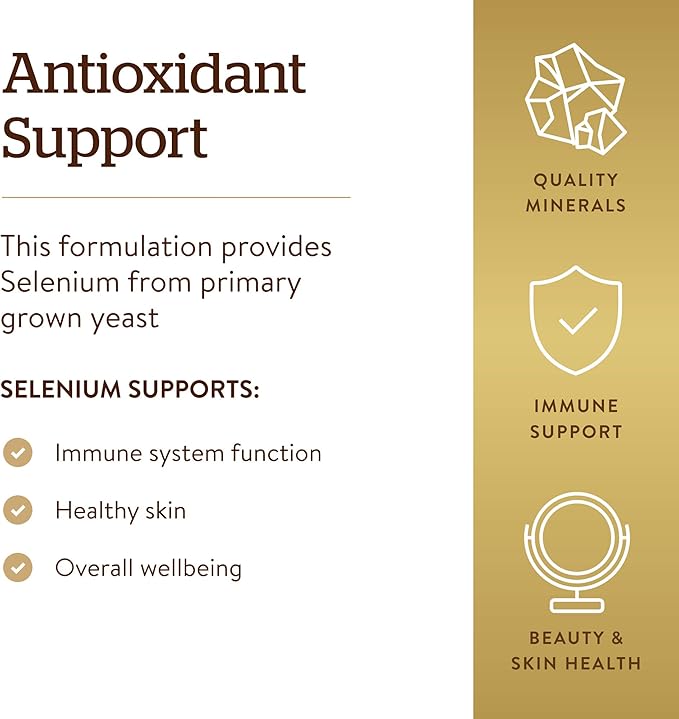 Solgar Selenium 200 mcg, 100 Tablets | Yeast-Bound Selenium for Cell Protection – product photo