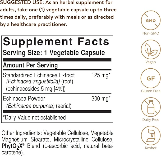 Solgar SFP Echinacea Herb Extract, 60 Vegetable Capsules | Standardised Full Potency Echinacea Extract – product photo
