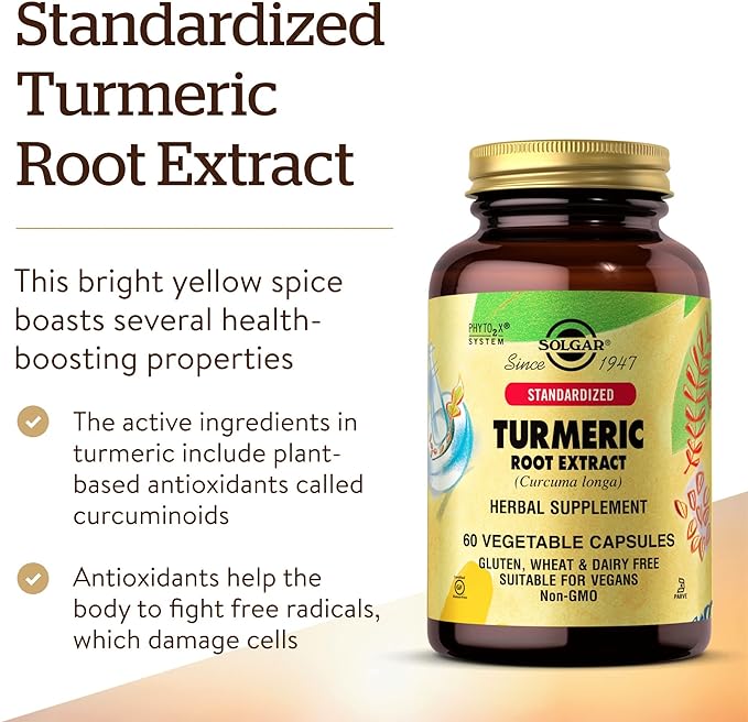 Solgar Standardized Turmeric Root Extract 400 mg, 60 Vegetable Capsules | Standardised Turmeric with 93% Curcuminoids – product photo