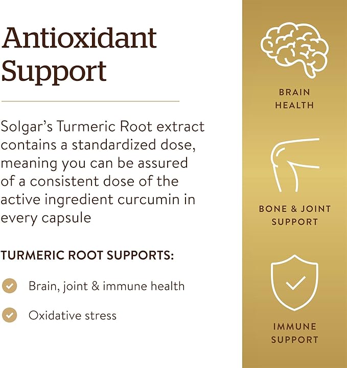 Solgar Standardized Turmeric Root Extract 400 mg, 60 Vegetable Capsules | Standardised Turmeric with 93% Curcuminoids – product photo