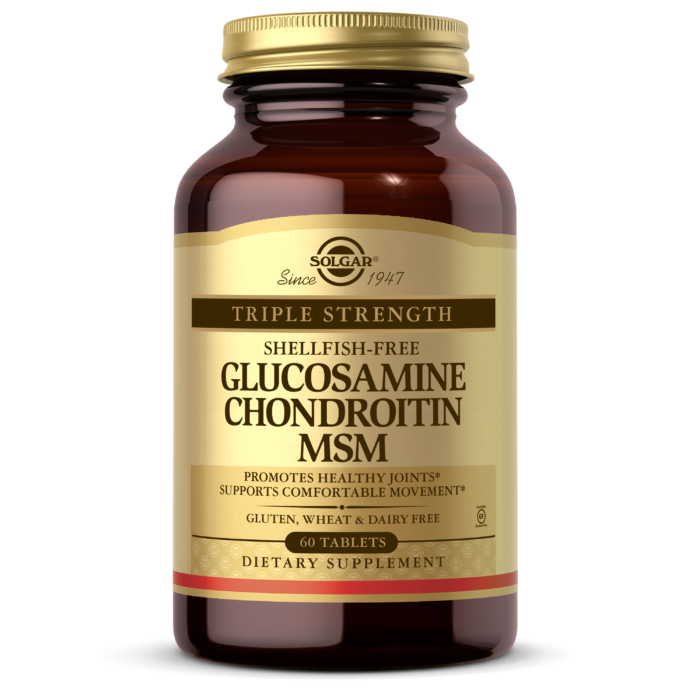 Solgar Triple Strength Glucosamine Chondroitin MSM, 60 Tablets | Shellfish-Free Glucosamine, Chondroitin & MSM
