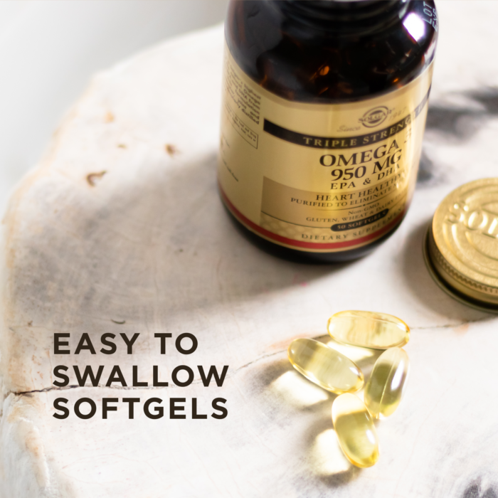Solgar Triple Strength Omega-3 950 mg, 50 Softgels | High-Potency Fish Oil from Cold-Water Fish – product photo