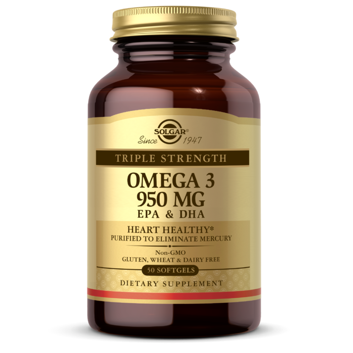 Solgar Triple Strength Omega-3 950 mg, 50 Softgels | High-Potency Fish Oil from Cold-Water Fish