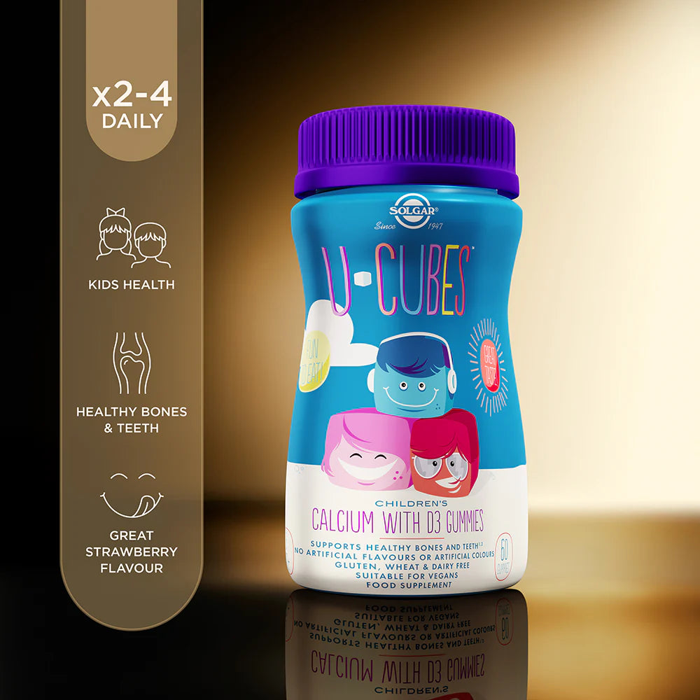 Solgar U-Cubes Children's Calcium with D3, 60 Gummies | Kids' Calcium & Vitamin D3 Gummies – product photo