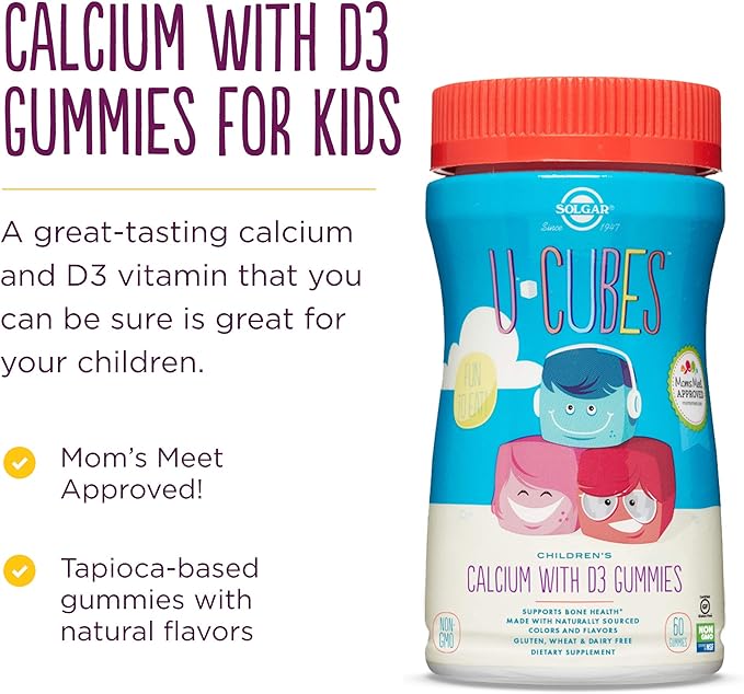 Solgar U-Cubes Children's Calcium with D3, 60 Gummies | Kids' Calcium & Vitamin D3 Gummies – product photo