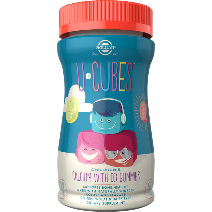 Solgar U-Cubes Children's Calcium with D3, 60 Gummies | Kids' Calcium & Vitamin D3 Gummies