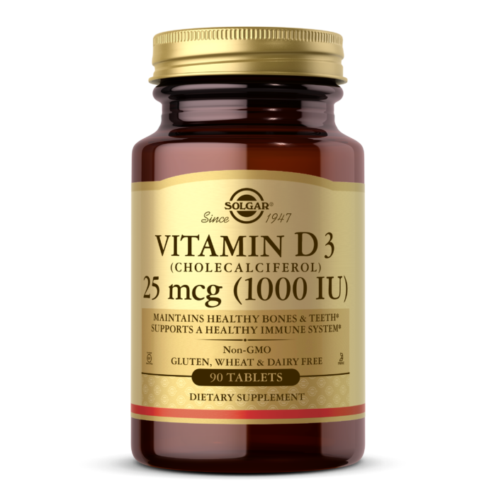 Solgar Vitamin D3 (Cholecalciferol) 25 mcg (1000 IU), 90 Tablets | Daily Vitamin D3 for Bones & Immunity