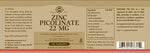 Solgar Zinc Picolinate 22 mg, 100 Tablets | Chelated Zinc for Immune Function – product photo