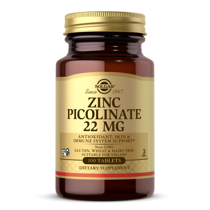 Solgar Zinc Picolinate 22 mg, 100 Tablets | Chelated Zinc for Immune Function