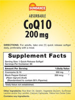 Sundance CoQ10 200 mg, 60 Softgels | 200 mg CoQ10 with Black Pepper Extract – product photo