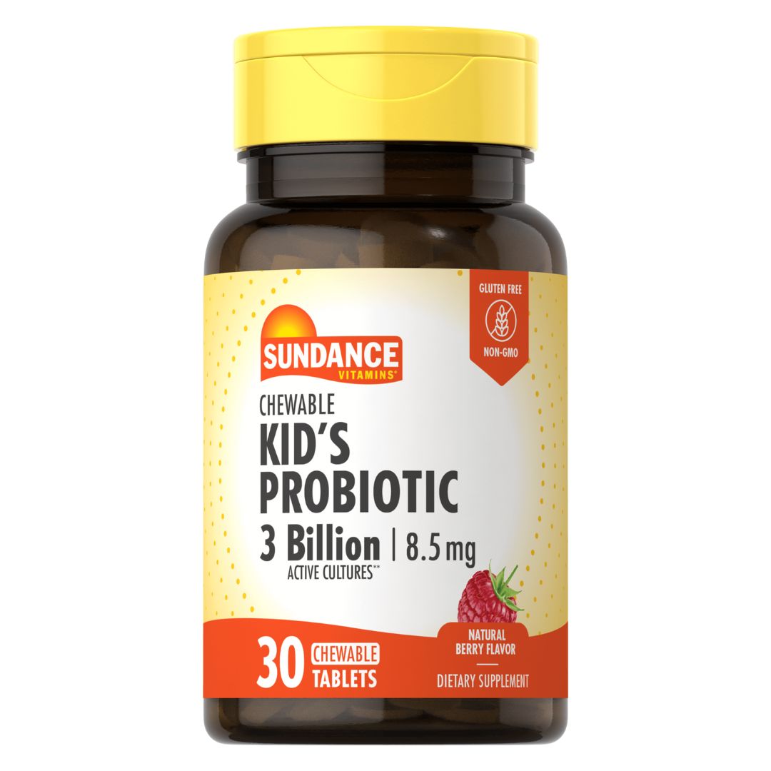 Sundance Kids Probiotic 3 billion cultures, 30 Chewable Tablets | Berry Chewable Probiotic for Children 2+