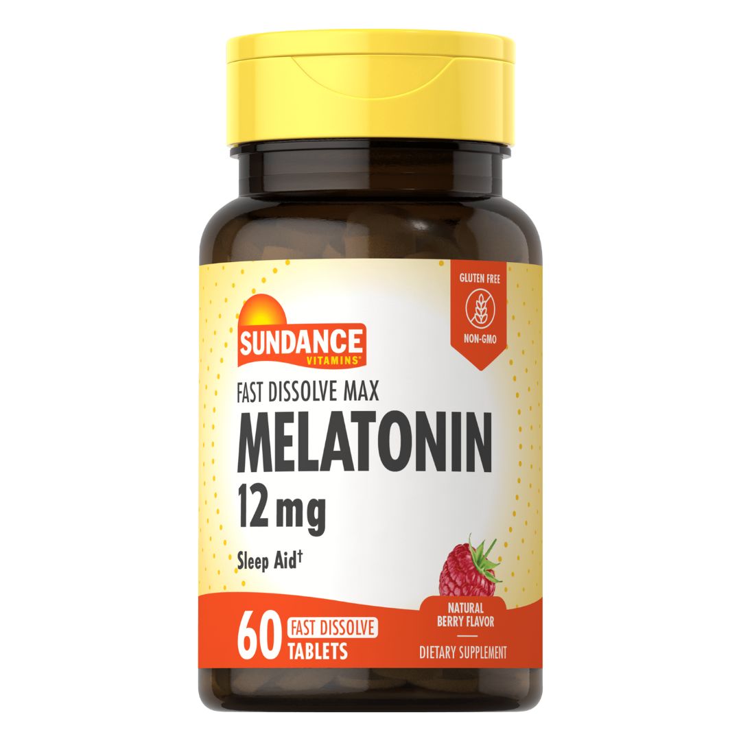 Sundance Melatonin 12 mg Fast Dissolve, 60 Tablets | Fast Dissolve Berry Melatonin Tablets