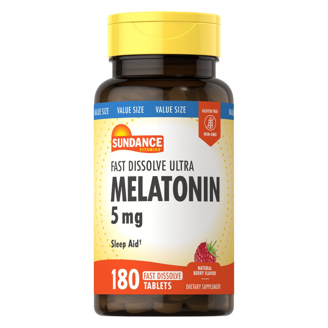 Sundance Melatonin 5 mg Fast Dissolve, 180 Tablets | Fast Dissolve Berry Melatonin Tablets