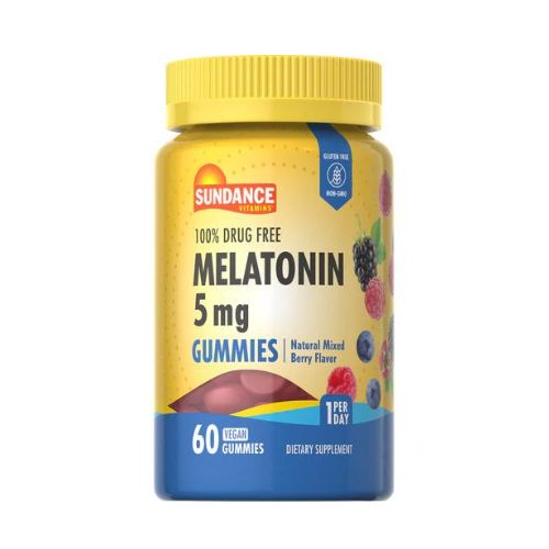 Sundance Melatonin 5 mg Vegan Gummies, 60 Gummies | Vegan Mixed Berry Melatonin Gummies