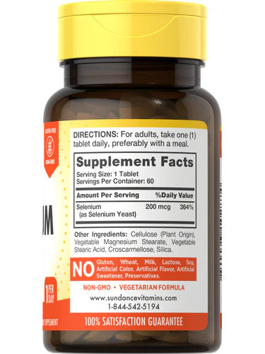 Sundance Selenium 200 mcg, 60 Tablets | High Potency Selenium Tablets – product photo