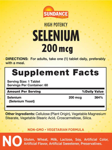Sundance Selenium 200 mcg, 60 Tablets | High Potency Selenium Tablets – product photo