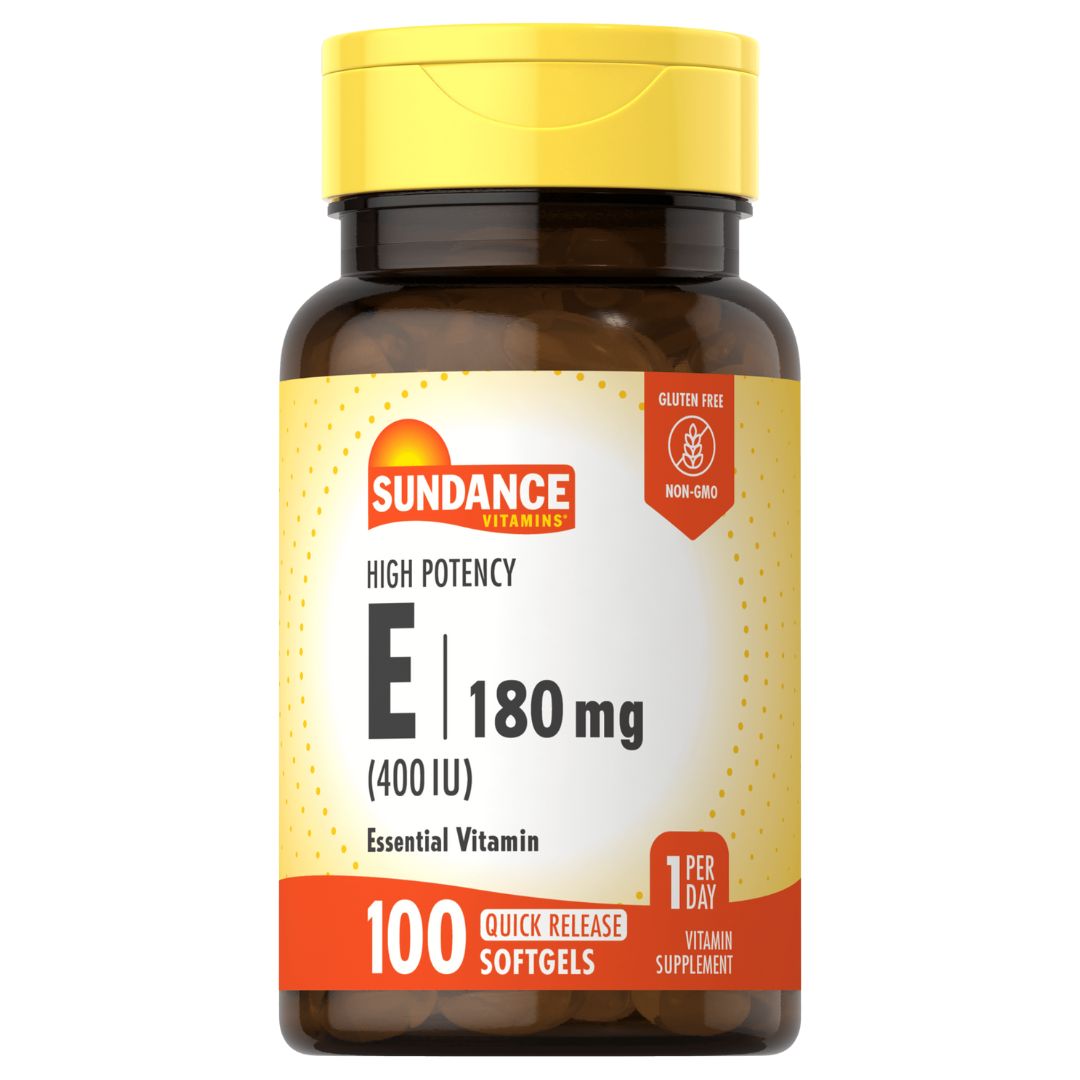 Sundance Vitamin E 400 IU 180 mg (400 IU), 100 Softgels | High Potency Vitamin E Softgels