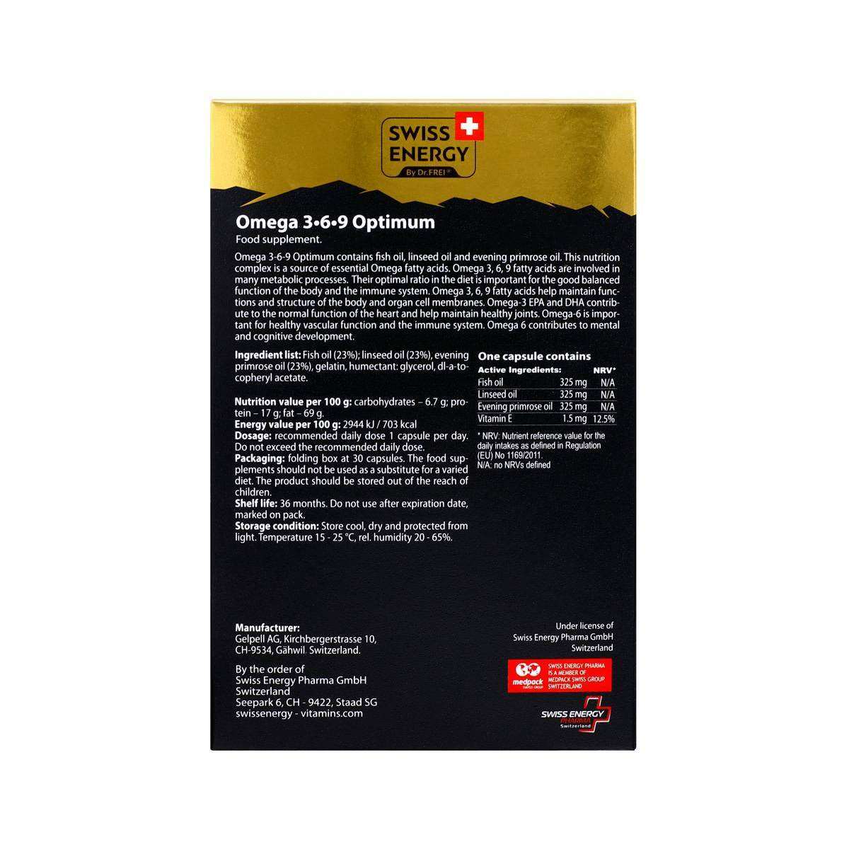 Swiss Energy Omega-3-6-9 Optimum, 30 Softgels – product photo