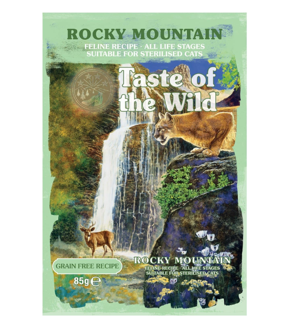 Taste of the Wild Rocky Mountain Feline Wet Food Pouch 85g | Roasted Venison & Salmon Wet Cat Food