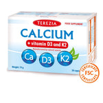 Terezia Calcium + Vitamins D3 and K2, 30 Capsules