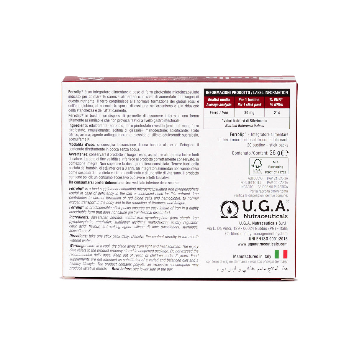UGA Nutraceuticals Ferrolip Orodispersible, 20 Sachets – product photo