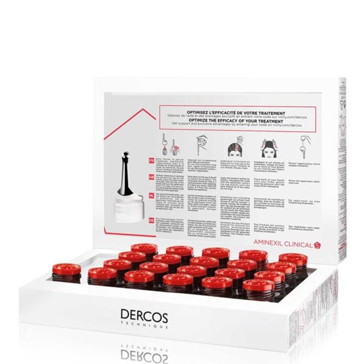 Vichy Dercos Aminexil Clinical 5 Women Ampoules 21 ampoules | Intensive Hair & Scalp Care – product photo