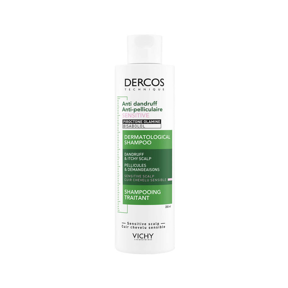 Vichy Dercos Anti-Dandruff Shampoo Sensitive Scalp 200ml | Gentle Flake Care, Soothed Scalp