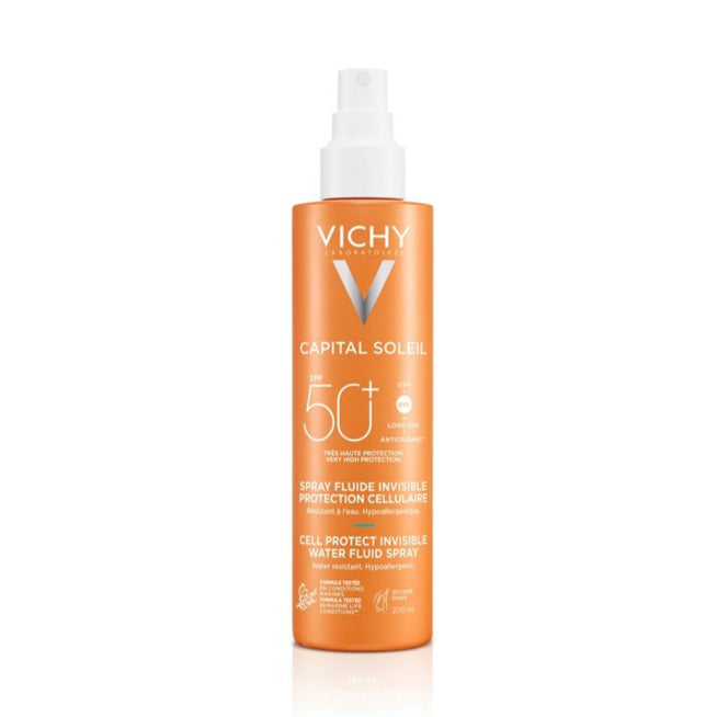 Vichy Capital Soleil Cell Protect Water Fluid Spray 200ml | Invisible SPF50+ Water Fluid Spray