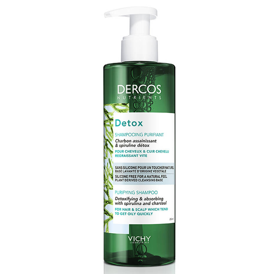 Vichy Dercos Nutrients Detox Shampoo 250ml | Purifying Charcoal & Spirulina