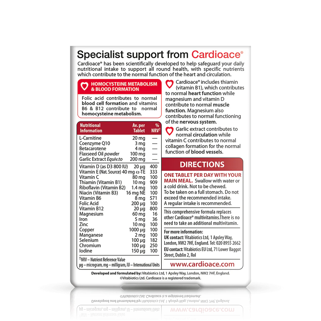 Vitabiotics Cardioace Original, 30 Tablets | Multivitamin with Thiamin, B6, B12 & Folic Acid – product photo