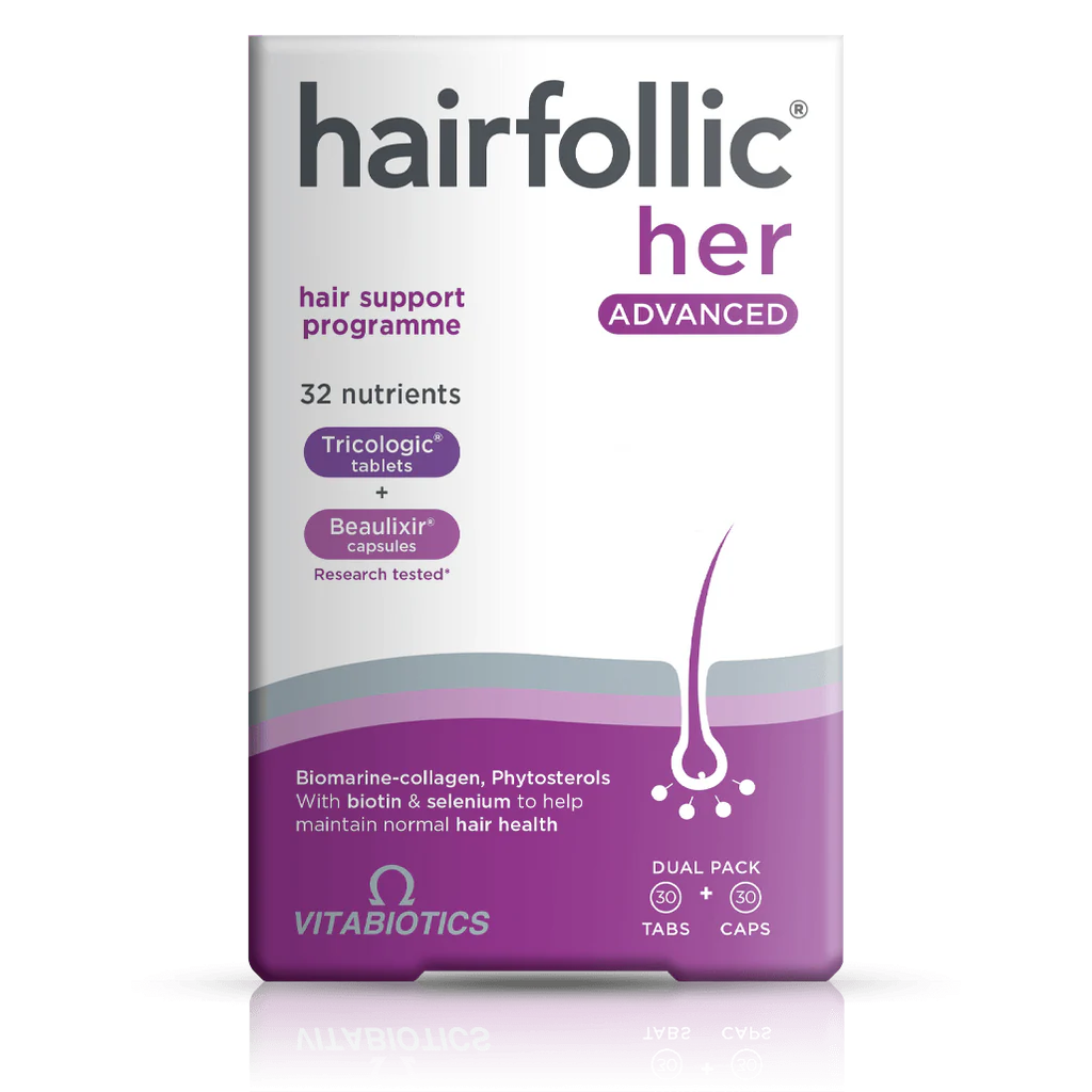 Vitabiotics Hairfollic Her Advanced, 30 Tablets & Capsules | Dual-Pack Hair, Skin & Nail Nutrients for Women