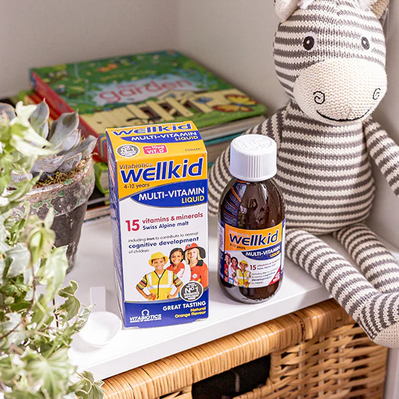 Vitabiotics Wellkid Multi-vitamin Liquid, 150ml | Children's Multivitamin Liquid with Iodine and Iron – product photo