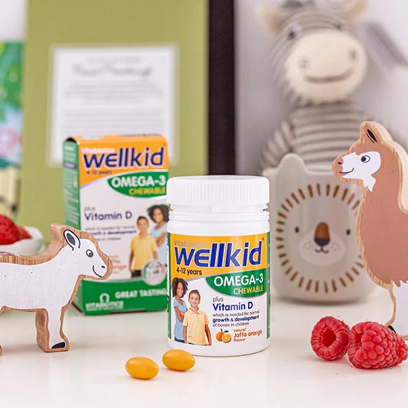Vitabiotics Wellkid Omega-3 Chewable, 60 Softgels | Chewable Omega-3 Fish Oil with Vitamin D for Kids – product photo