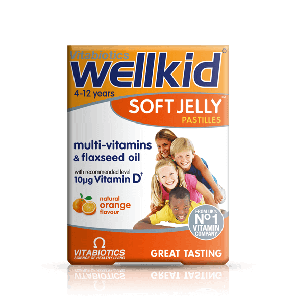 Vitabiotics Wellkid Soft Jelly Pastilles Orange, 30 Gummies | Children's Multivitamin Jelly Pastilles, Orange Flavour