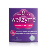 Vitabiotics Wellzyme Digestive Enzymes, 60 Vegetable Capsules | Six Digestive Enzymes Including Lactase