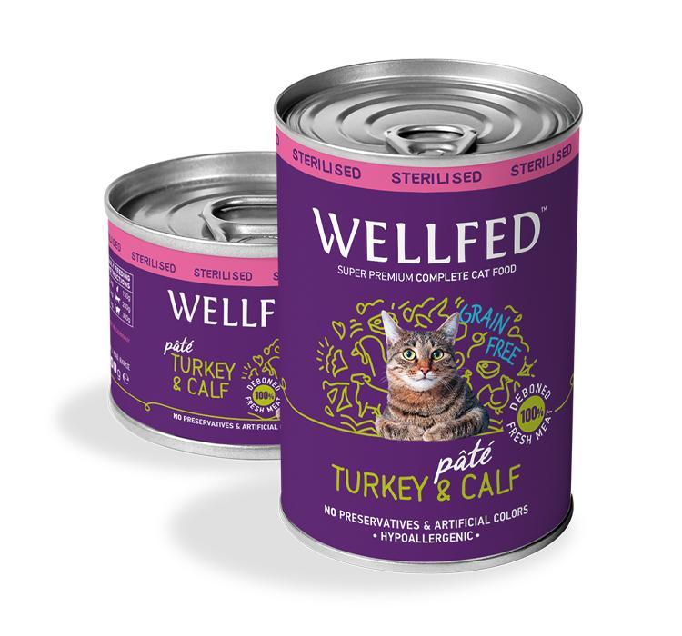 WELLFED Sterilised Adult Turkey & Calf Wet Cat Food 200g 6-Pack