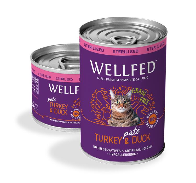 WELLFED Sterilised Adult Turkey & Duck Wet Cat Food 200g 6-Pack